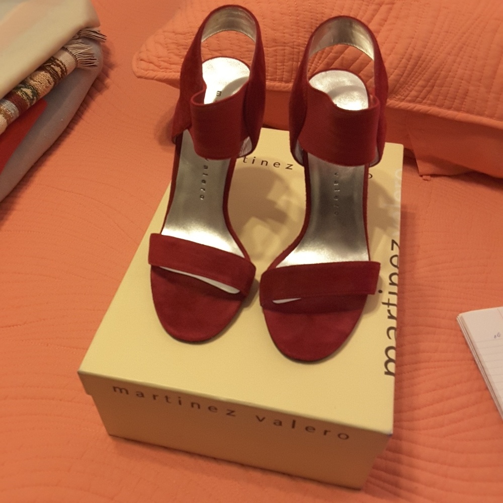 Sexy red suede heels by Martinez Valero. Size 7M